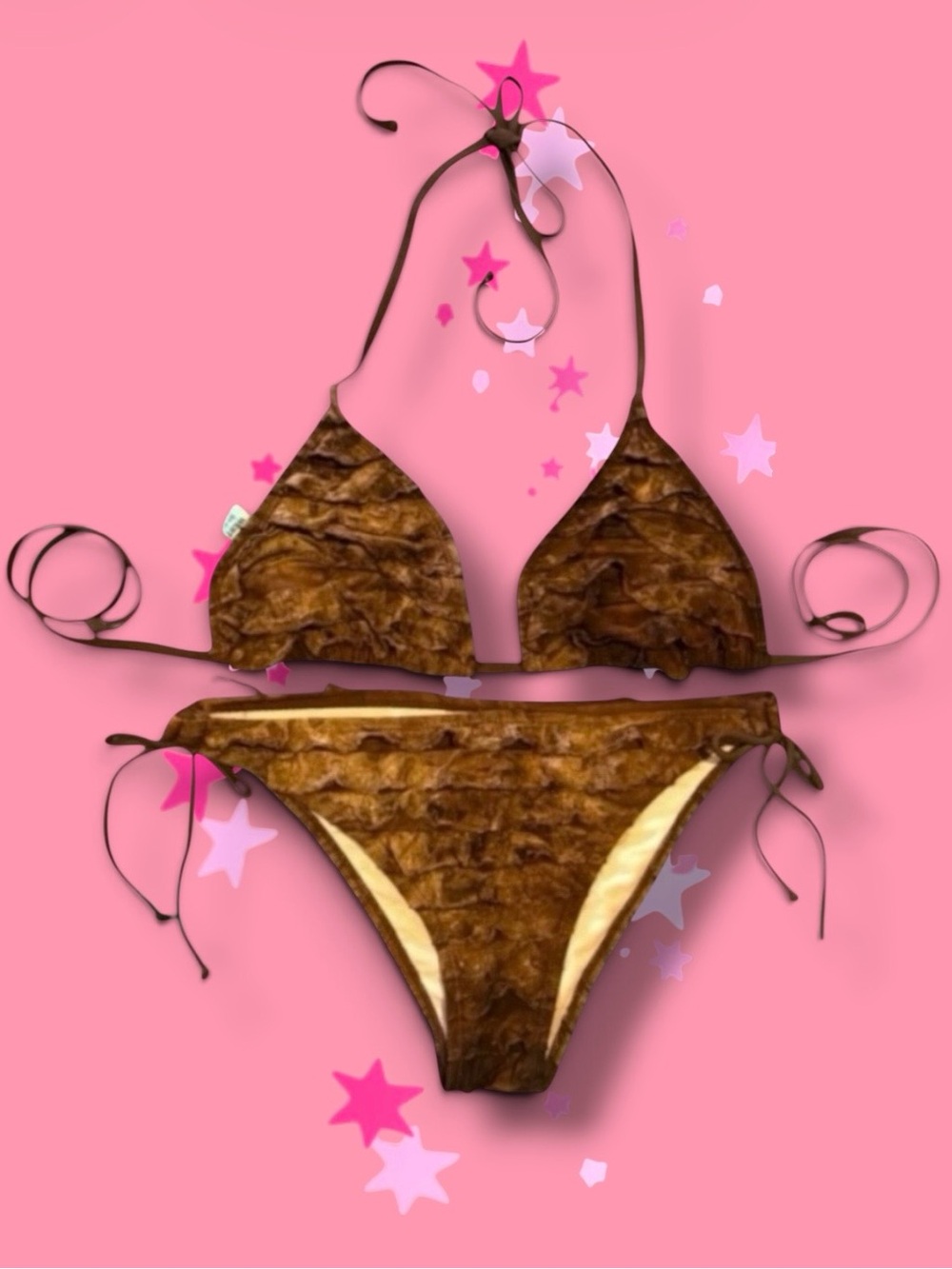 🆕💞MARINA WEST Tie Dye String Bikini • BROWN • Medium • NWOT